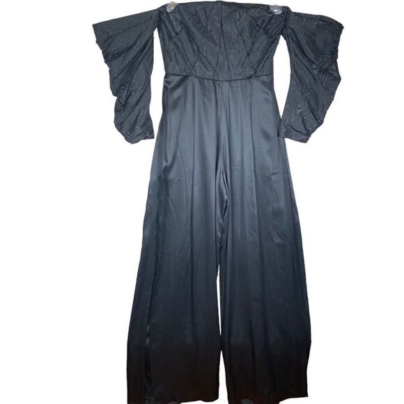 Flor Et Al Jumpsuit Off Shoulder Taffeta Polyester Formal Black Tie 4 NWT $695 - Picture 4 of 14
